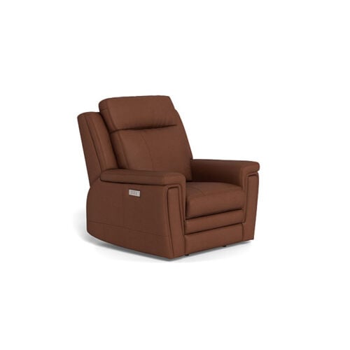 Asher Power Recliner in Appaloosa Cinnamon leather.