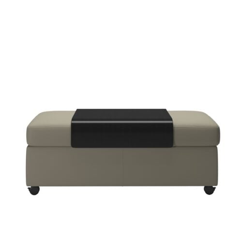 double Ottoman Light Grey with Black Tray