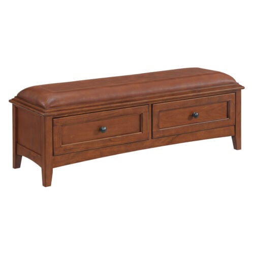 McKenzie 2 Drawer Bench in Cherry Finish