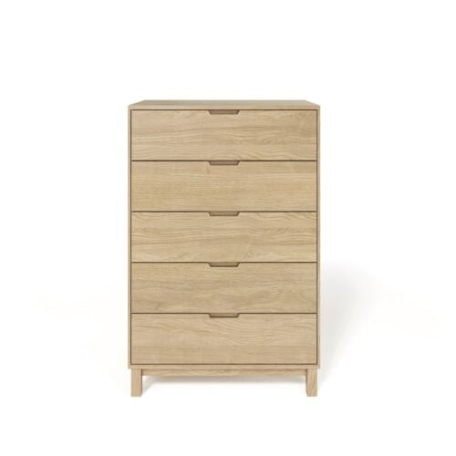 Oslo 5 Drawer Chest in Bright Oak Finish