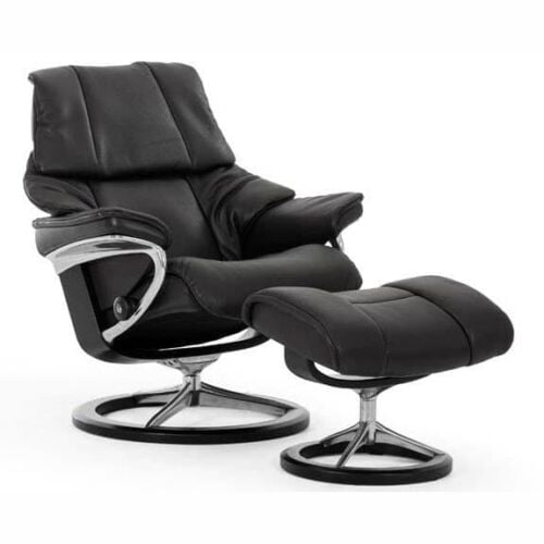 Reno Recliner with Signature Base in Paloma Black Leather